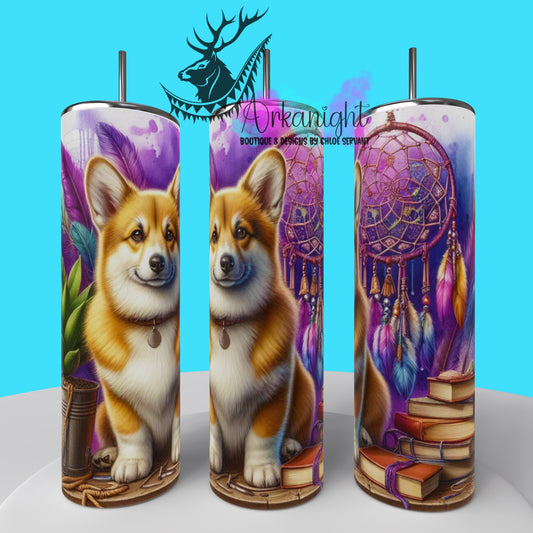 Gourde sur commande - Collection Books & Dogs - Corgi - 01