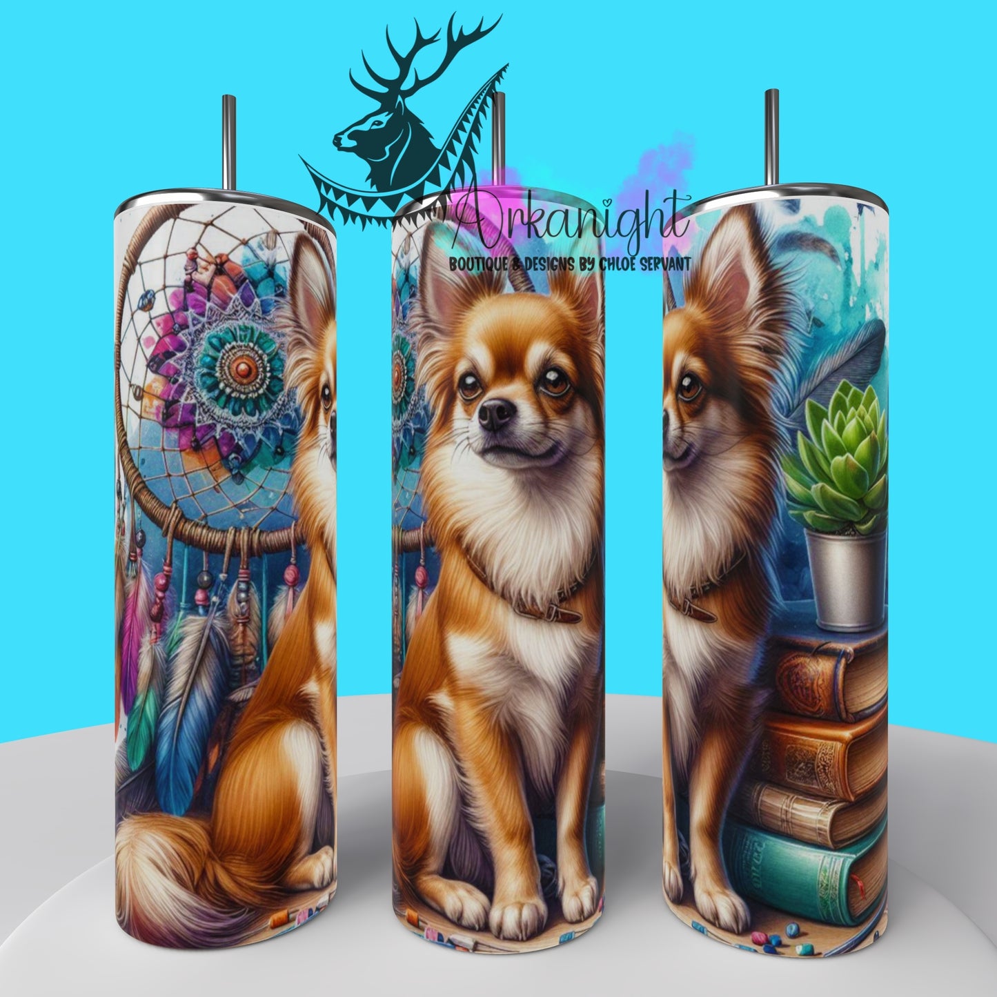 Gourde sur commande - Collection Books & Dogs - Chihuahua - 03