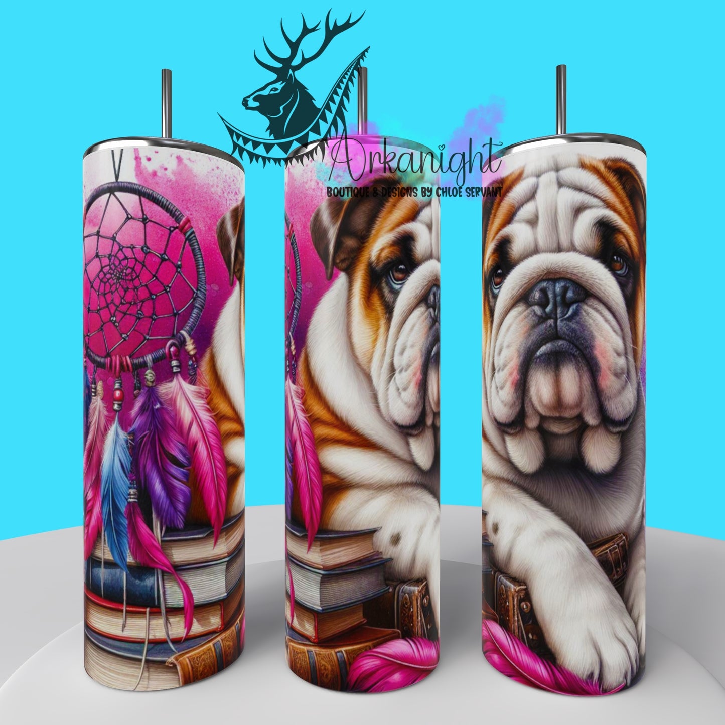 Gourde sur commande - Collection Books & Dogs - English Bulldog - 01