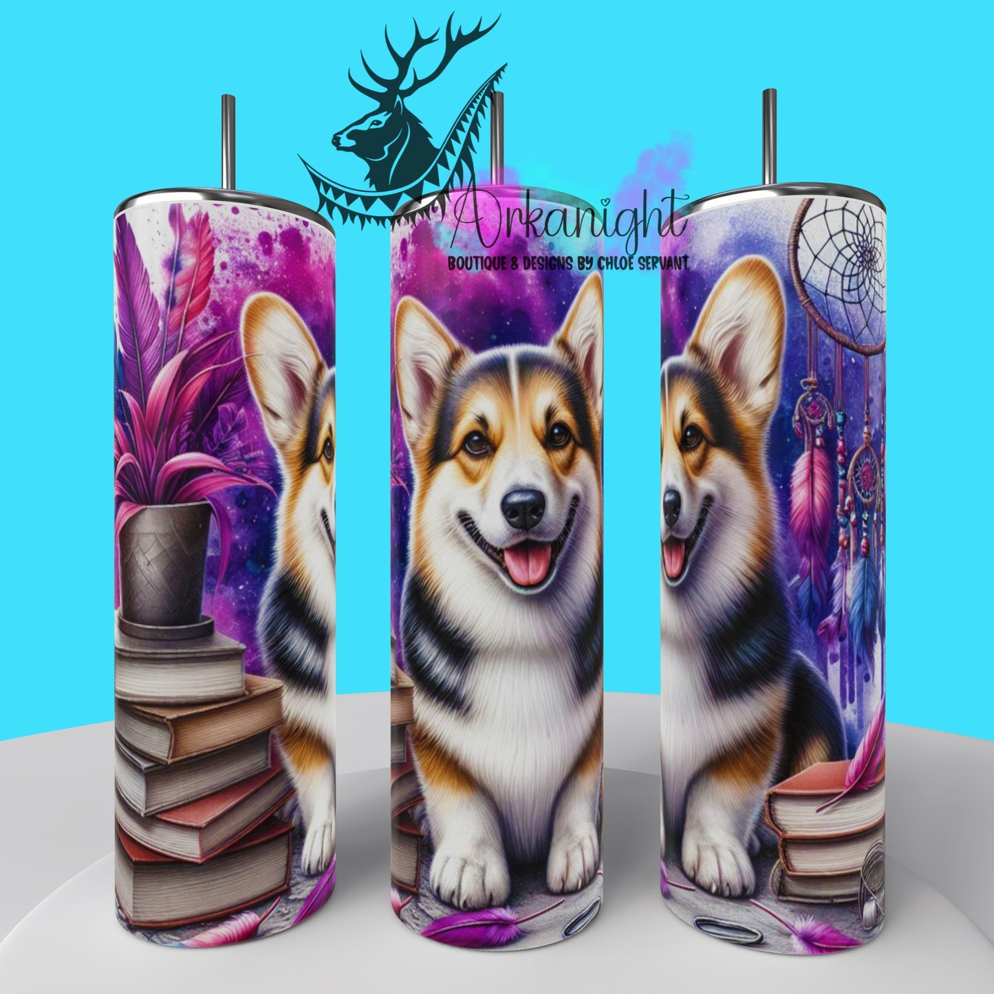 Gourde sur commande - Collection Books & Dogs - Corgi - 02