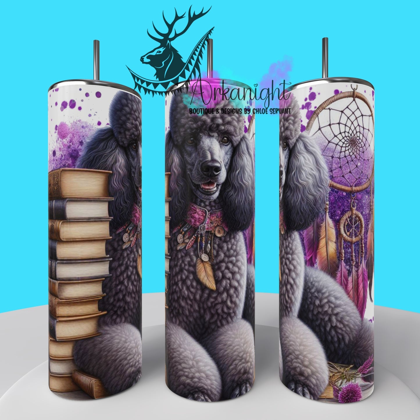 Gourde sur commande - Collection Books & Dogs - Standard Poodle - 02