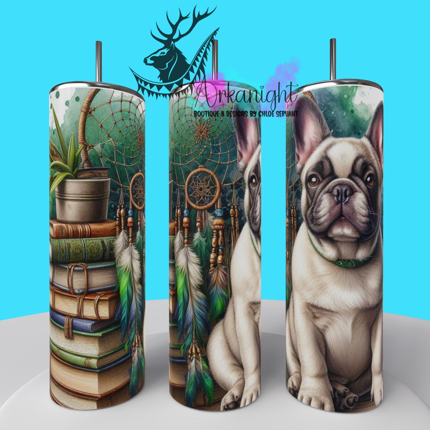Gourde sur commande - Collection Books & Dogs - French Bulldog - 05