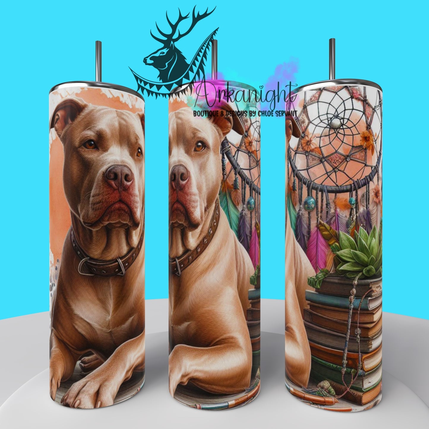Gourde sur commande - Collection Books & Dogs - Pittbull