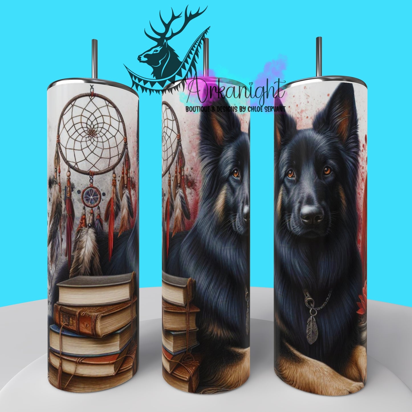 Gourde sur commande - Collection Books & Dogs - German Shepherd - 03