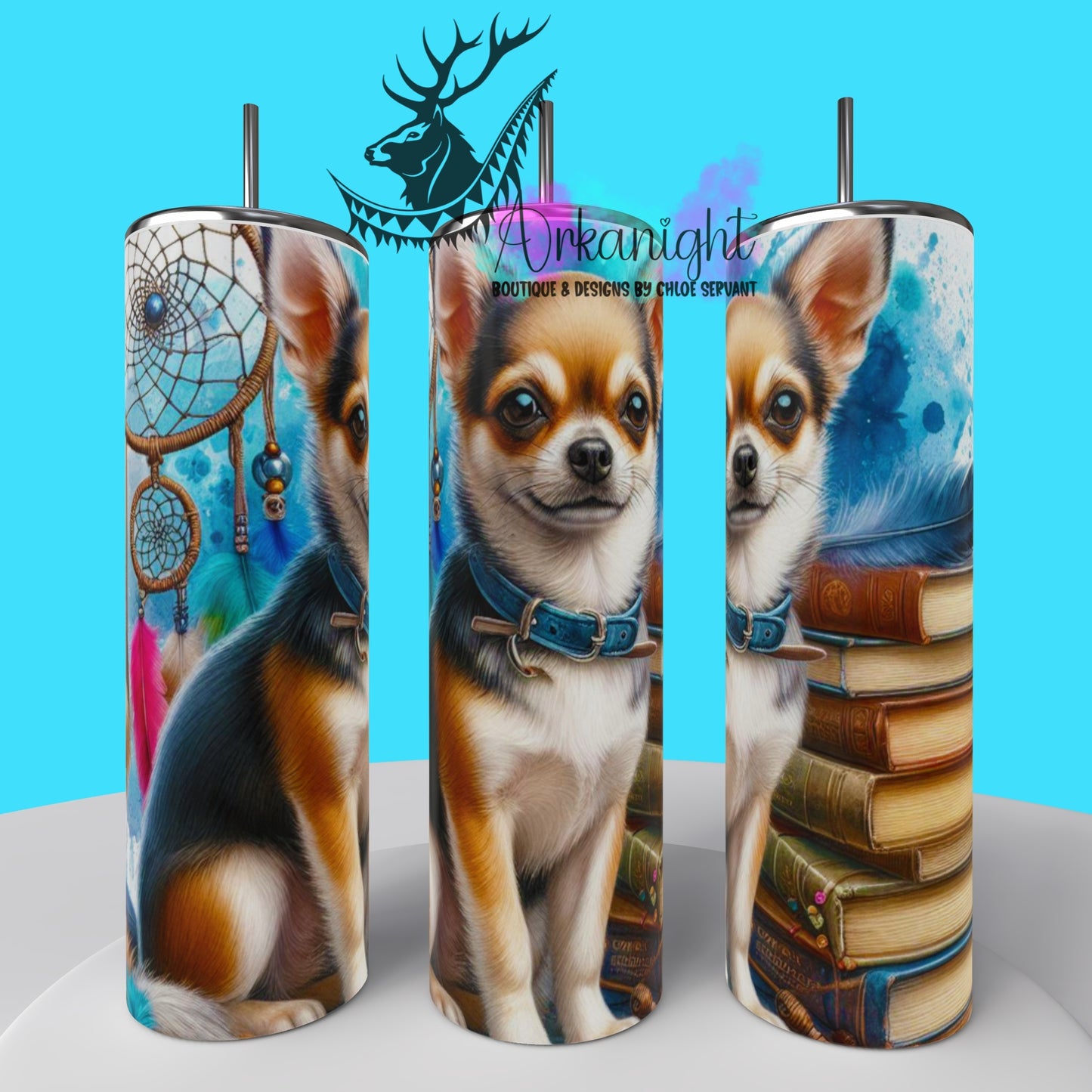 Gourde sur commande - Collection Books & Dogs - Chihuahua - 05