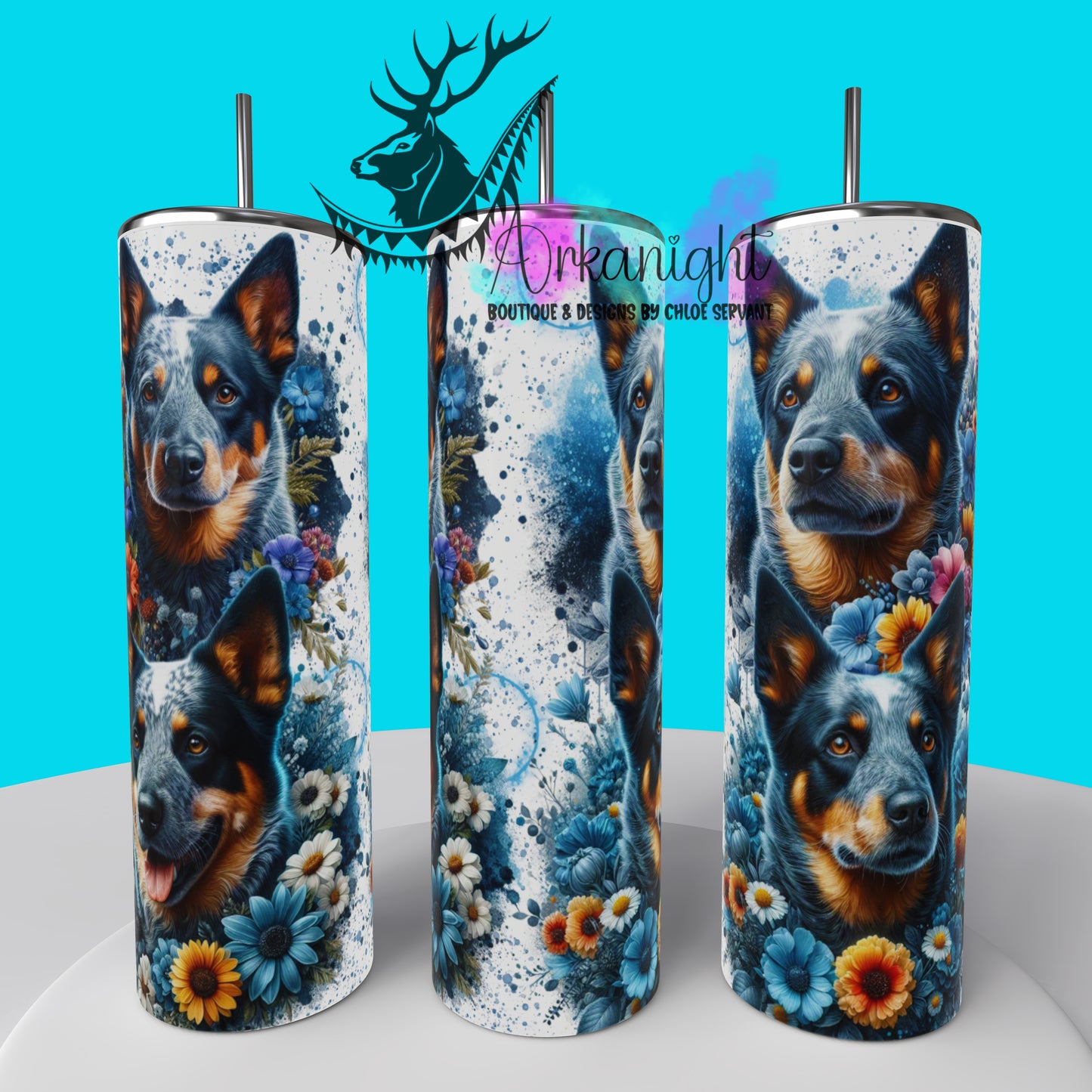 Gourde sur commande - Collection Chien 2025 - Cattle Dog Flowers