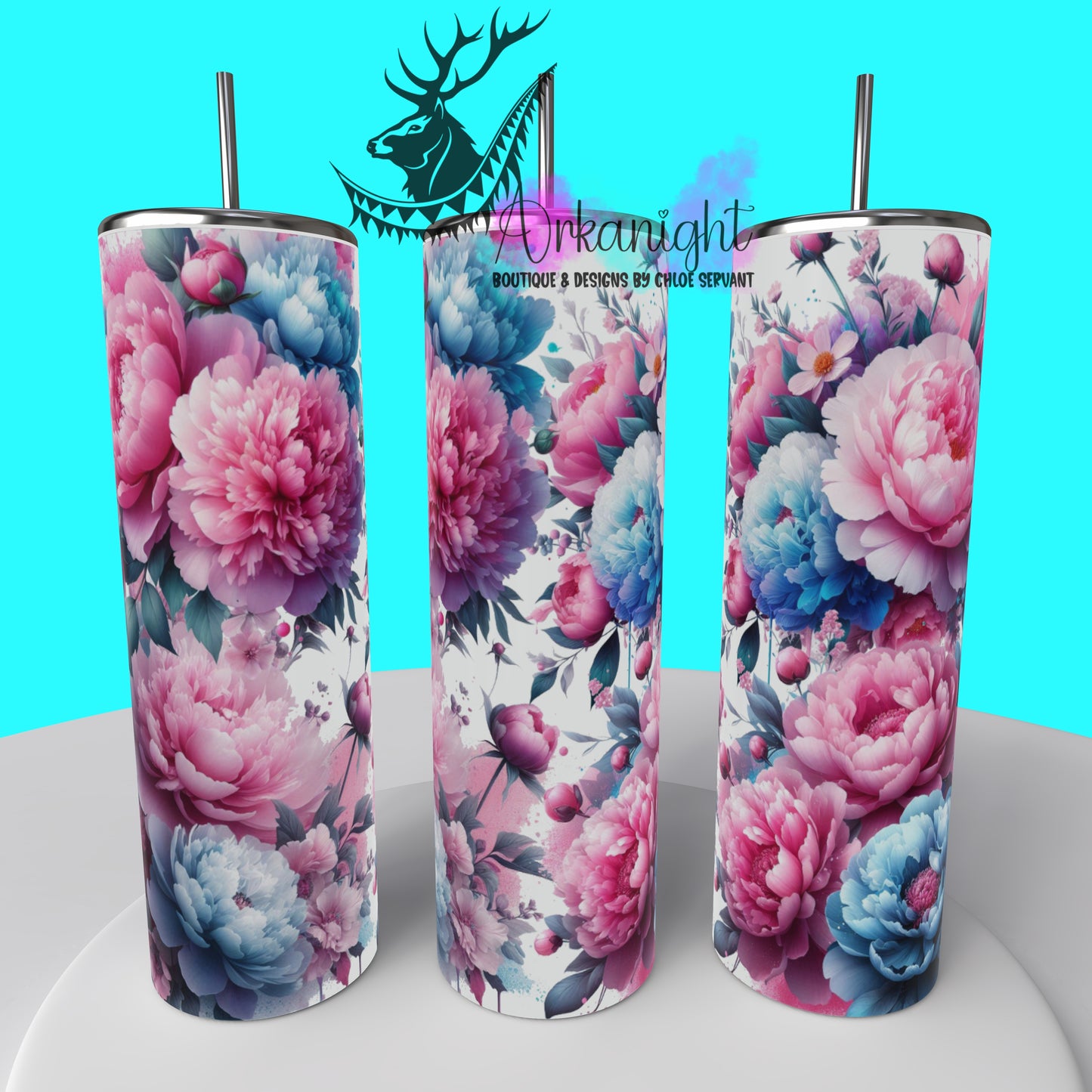 Numérique - Collection Fête des mères 2025 - Pink & Blue Peonies Maman- Mamie - Marraine - Sans Texte