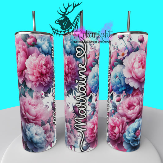Gourde sur commande - Collection Fête des mères 2025 - Blue & Pink Peony - Marraine