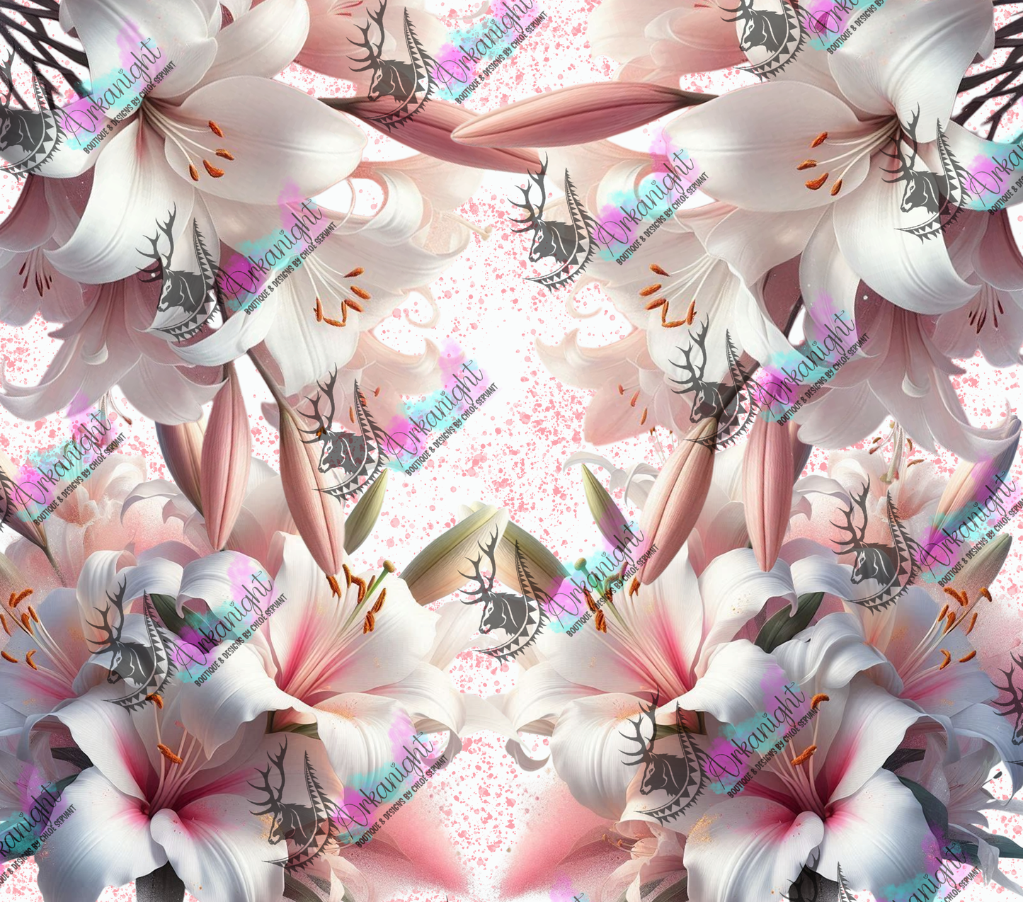Numérique - Collection Fête des mères 2025 - Pink & White Lys Maman- Mamie - Marraine - Sans Texte