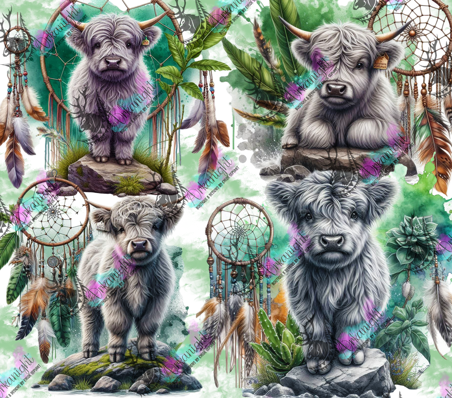 Numérique - Collection Animals on rocks - Grey Highland Cow