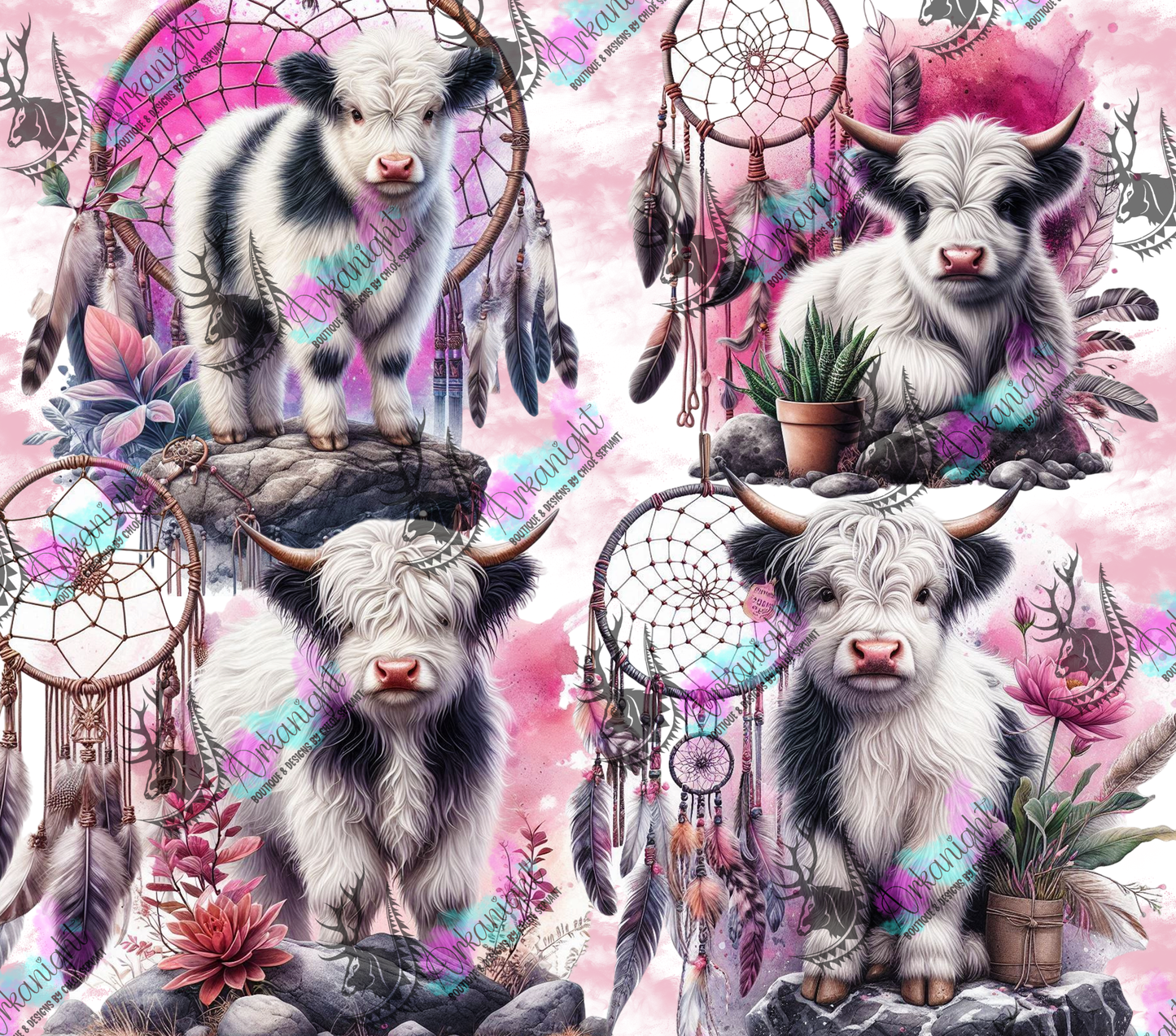 Numérique - Collection Animals on rocks - Black & White Highland Cow