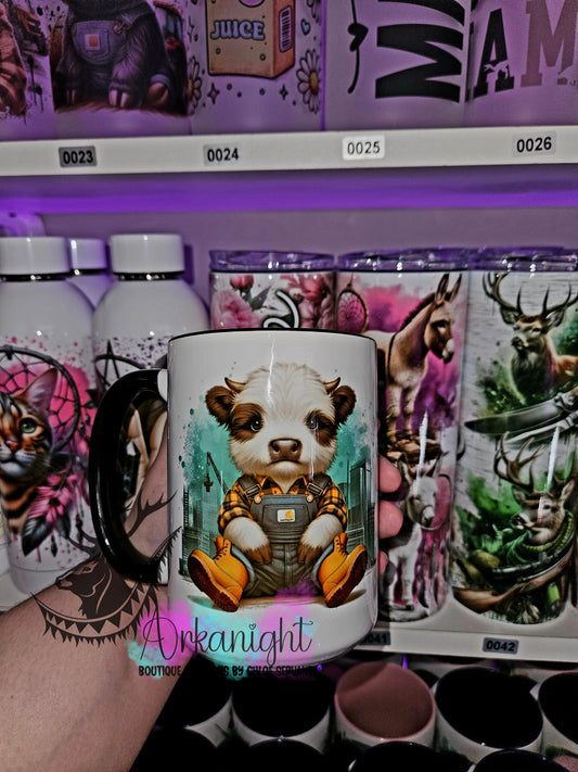 Tasse en céramique sur commande - Highland Cow Construction - 02