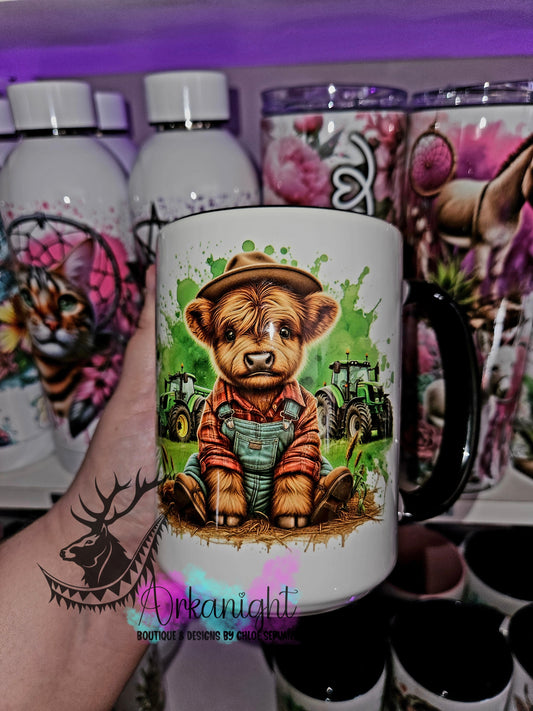 Tasse en céramique sur commande - Highland Cow - Farmer