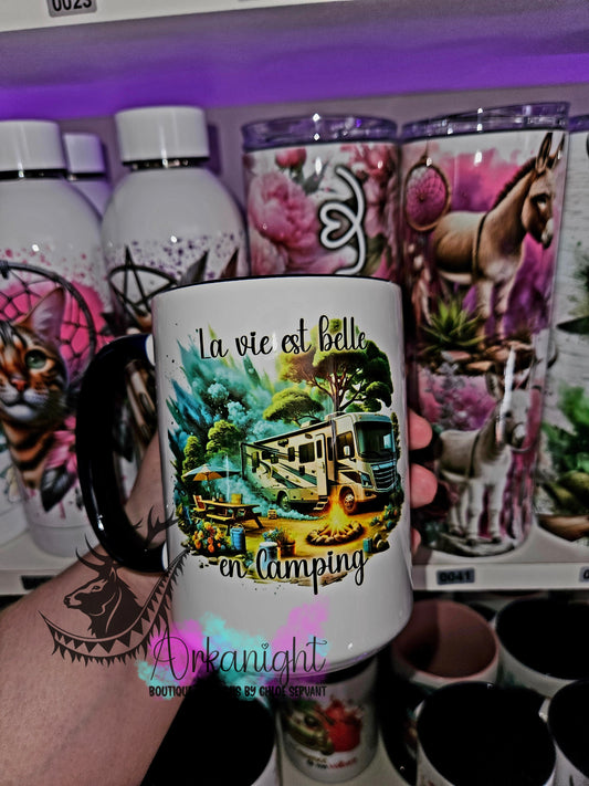 Tasse en céramique sur commande - La vie est belle au Camping - 07