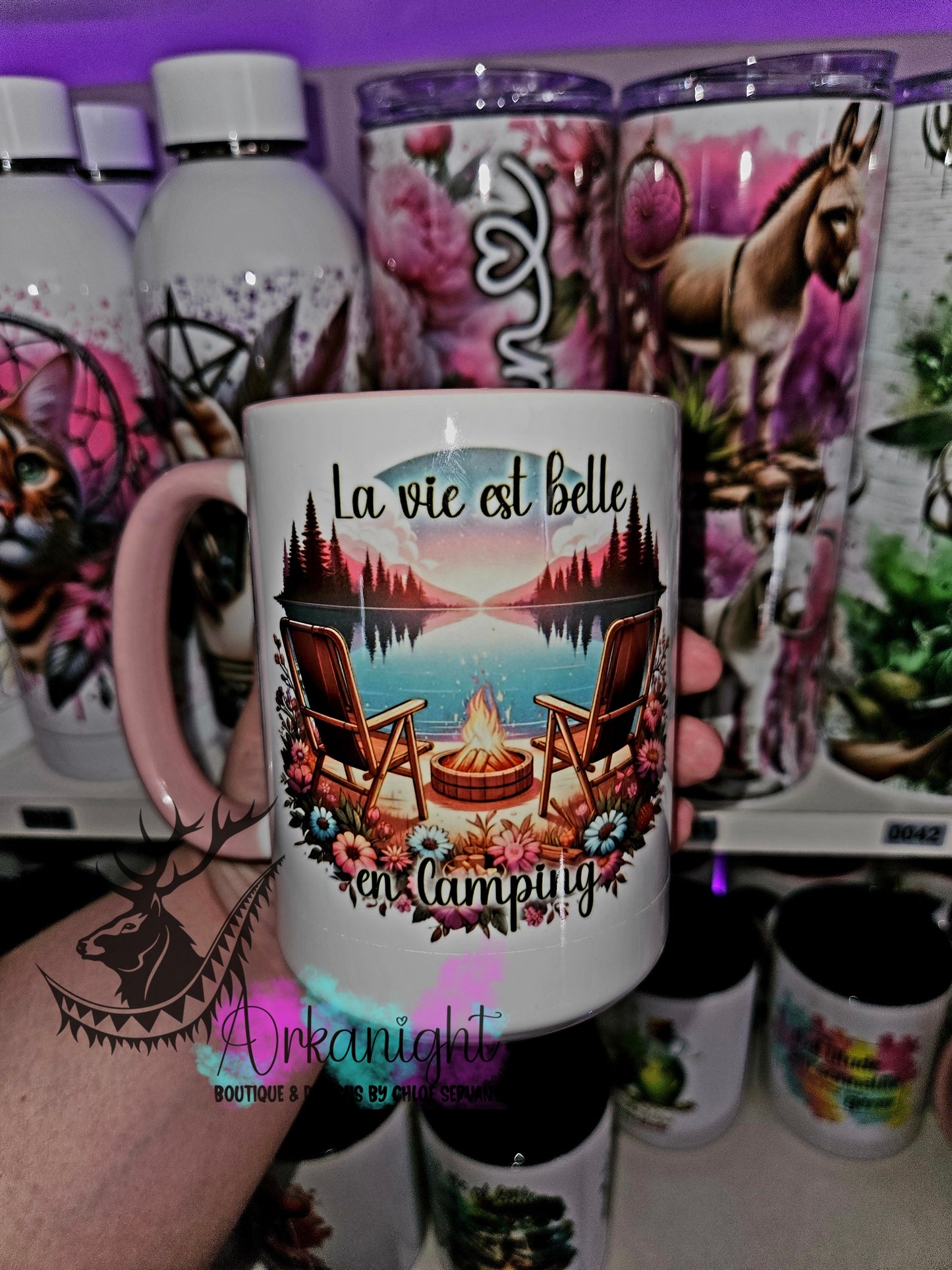 Tasse en céramique sur commande - La vie est belle au Camping - 06