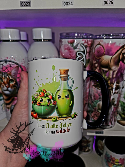 Tasse en céramique sur commande - Tu es l'huile d'Olive à ma salade