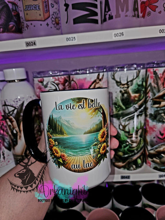 Tasse en céramique sur commande - La vie est belle au lac - 02