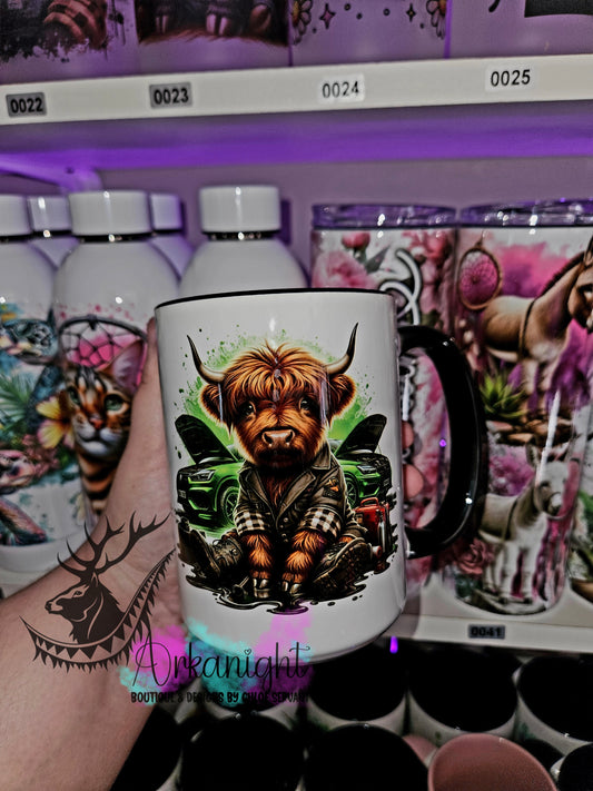 Tasse en céramique sur commande - Highland Cow Mécanique - 03