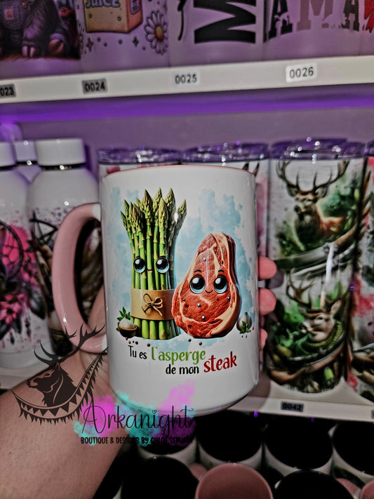 Tasse en céramique sur commande - Tu es l'asperge de mon steak