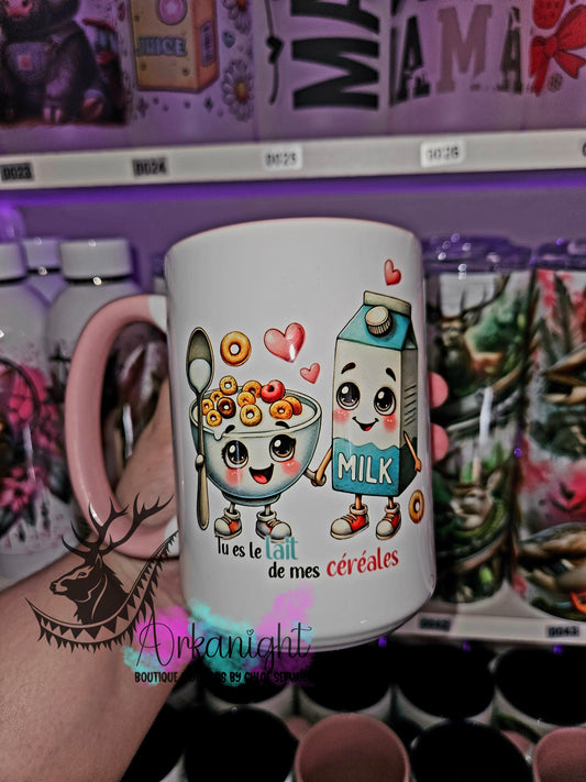 Tasse en céramique sur commande - Tu es le lait de mes céréales