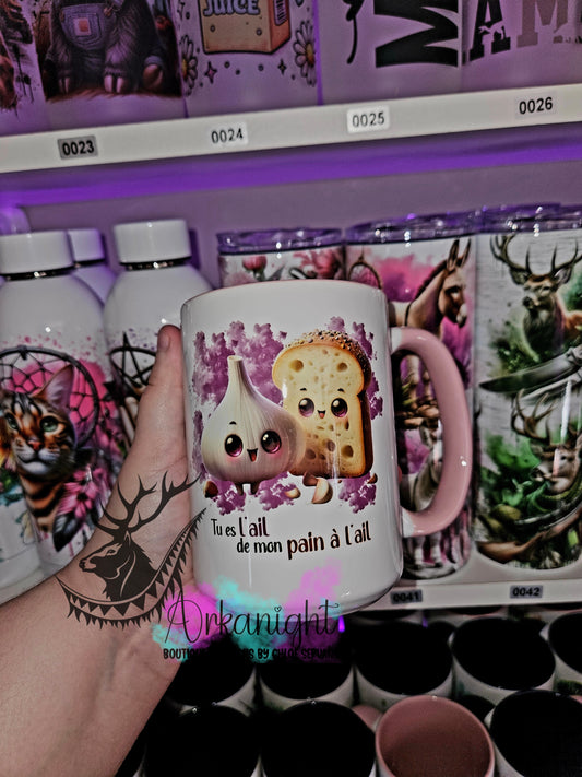Tasse en céramique sur commande - Tu es l'ail de mon pain à l'ail