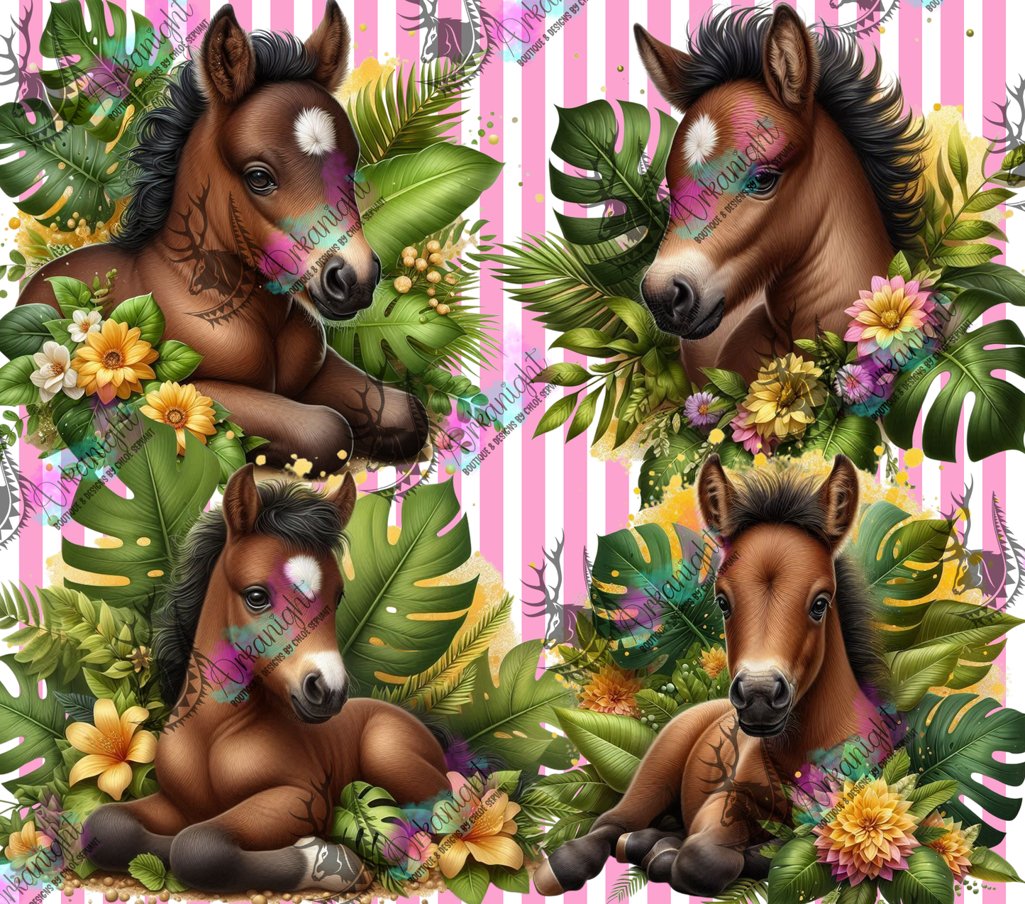 Numérique - Collection Monstera & Animals 2025 - Brown Baby Quarter Horse