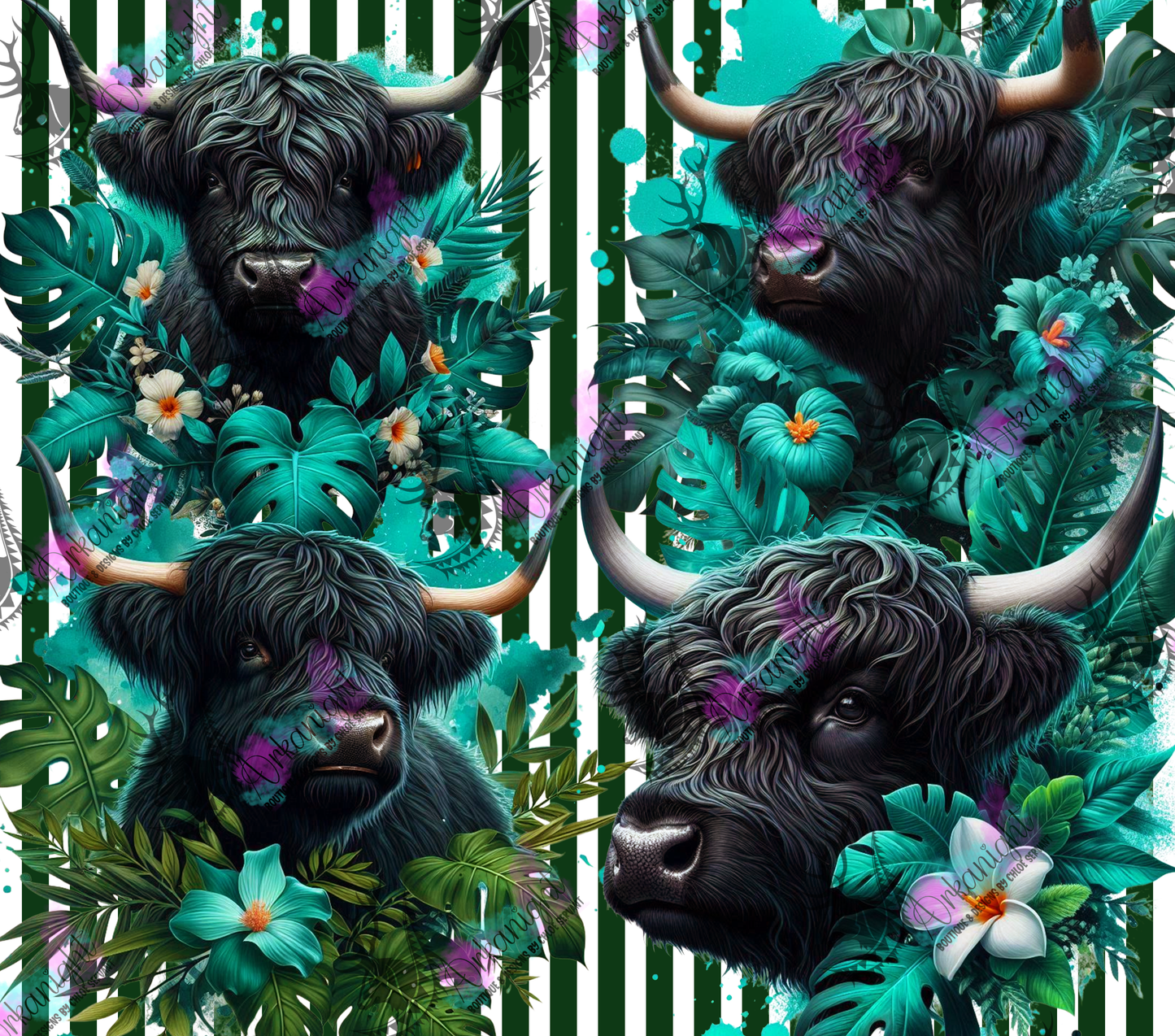 Numérique - Collection Monstera & Animals 2025 - Black Highland Cow