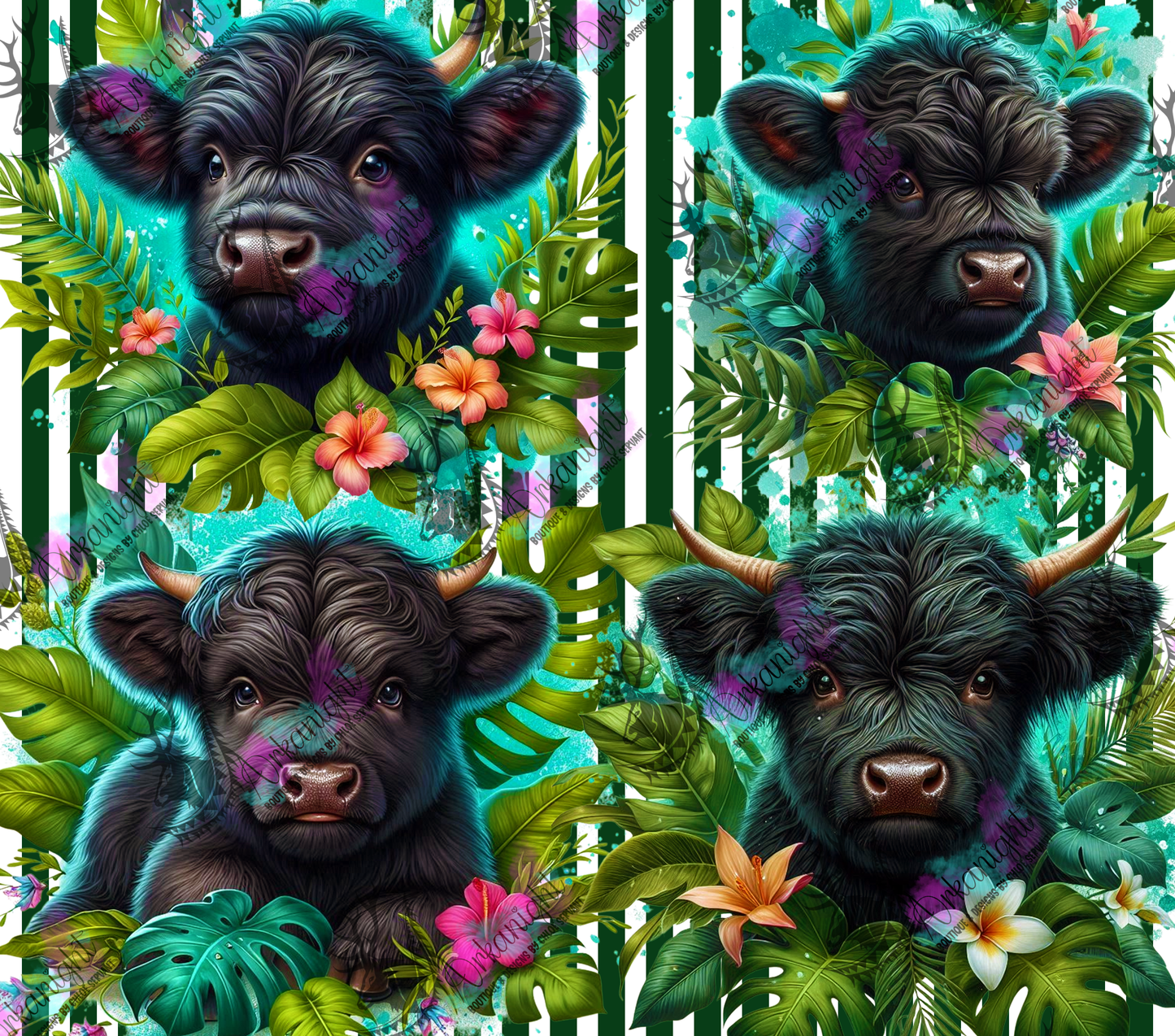 Numérique - Collection Monstera & Animals 2025 - Black Baby Highland Cow