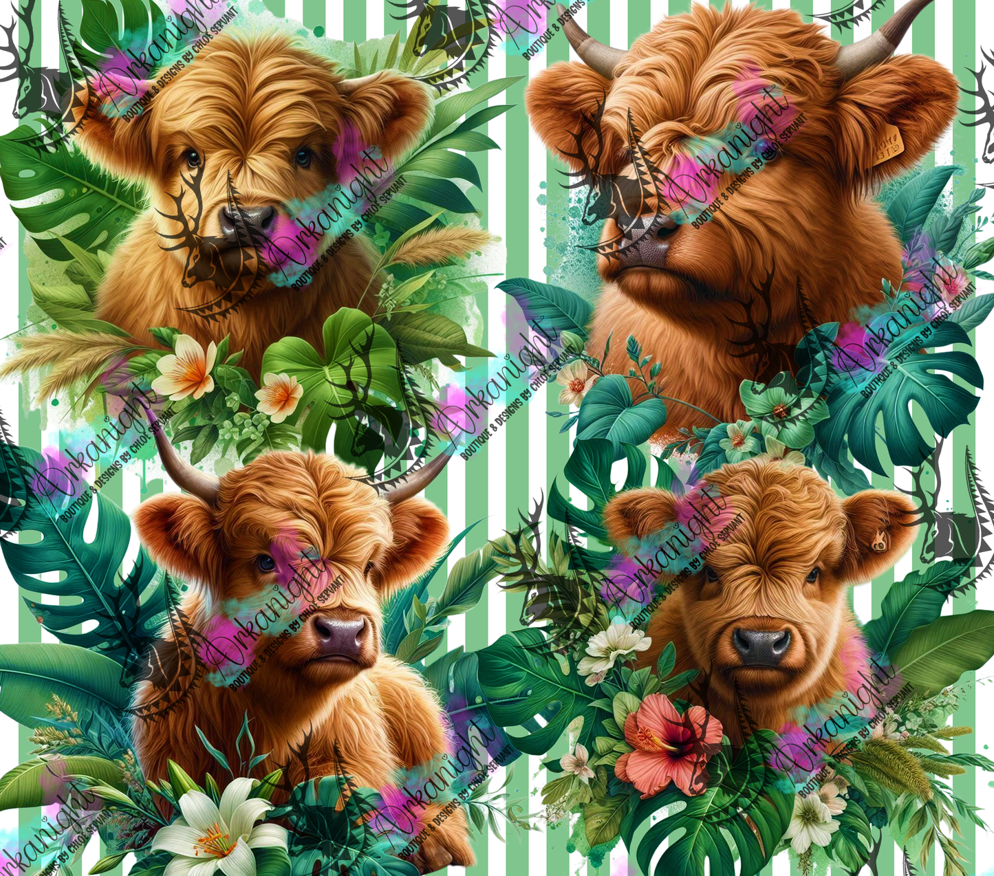 Numérique - Collection Monstera & Animals 2025 - Tan Baby Highland Cow