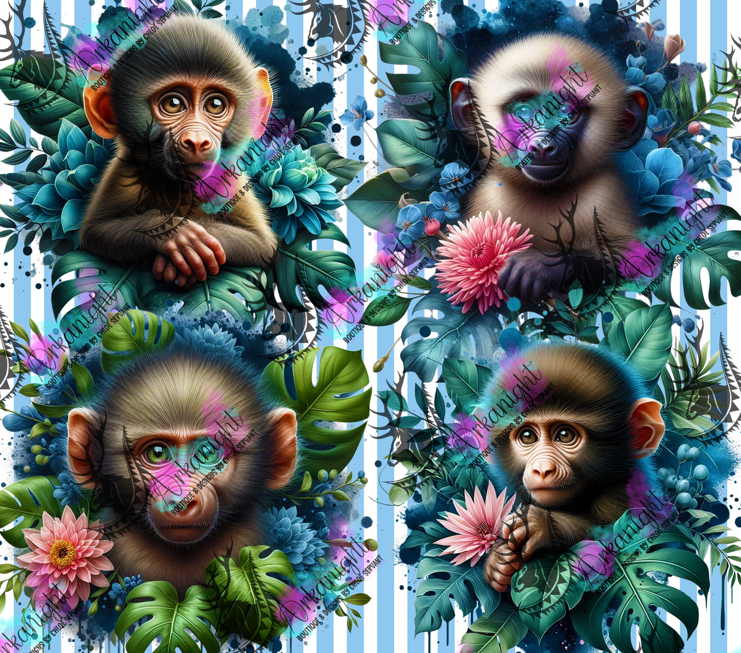 Numérique - Collection Monstera & Animals 2025 - Bébé Babouin