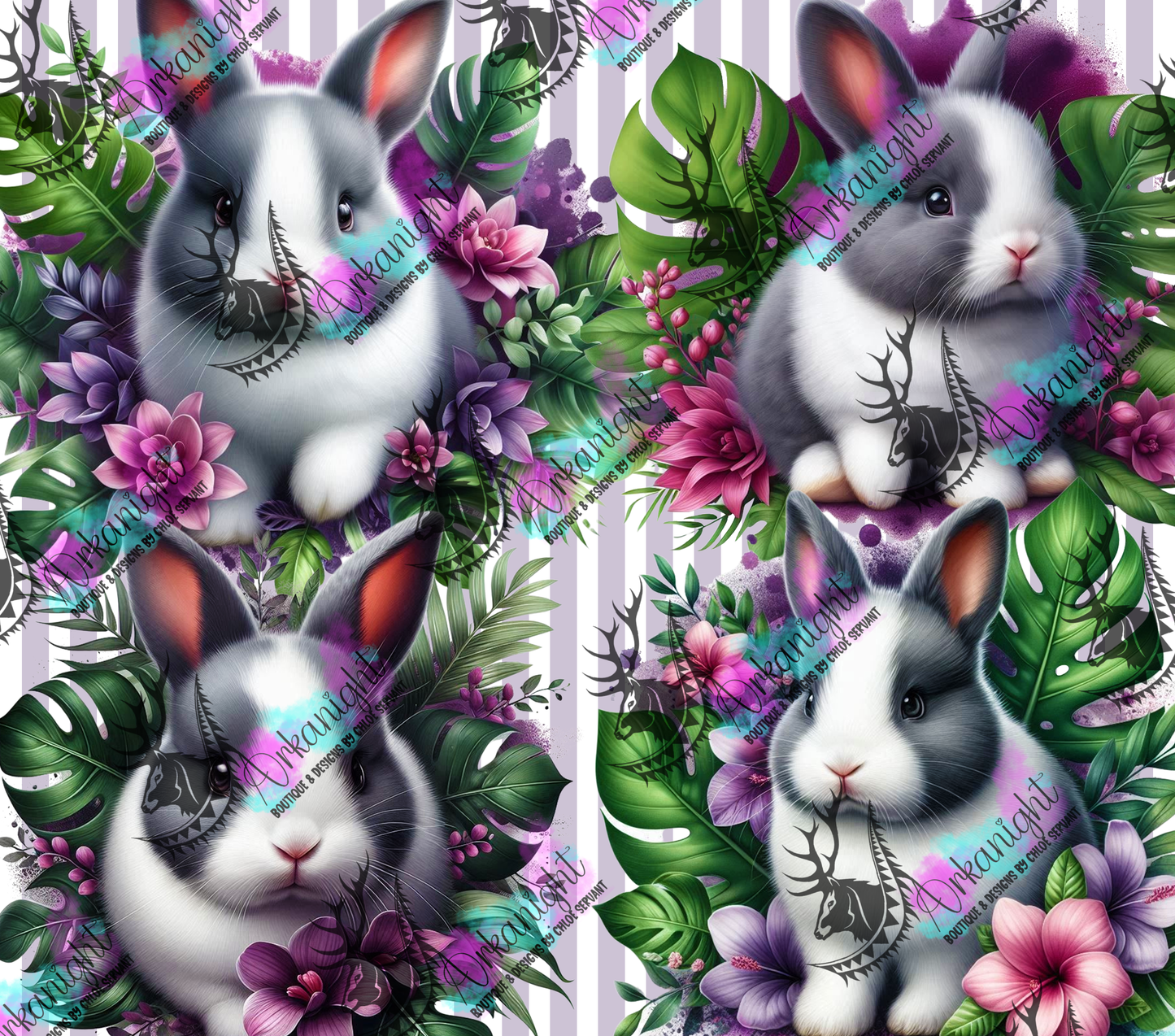 Numérique - Collection Monstera & Animals 2025 - White & Grey Baby rabbit