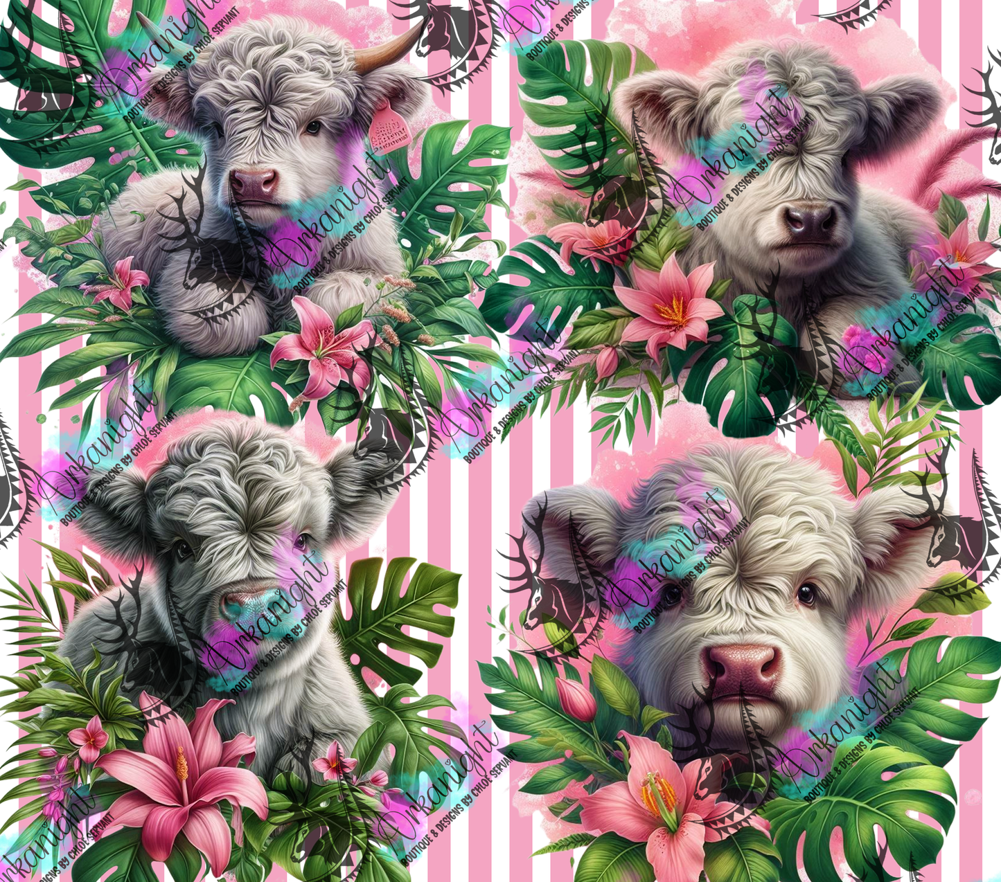 Numérique - Collection Monstera & Animals 2025 - Grey Baby Highland Cow