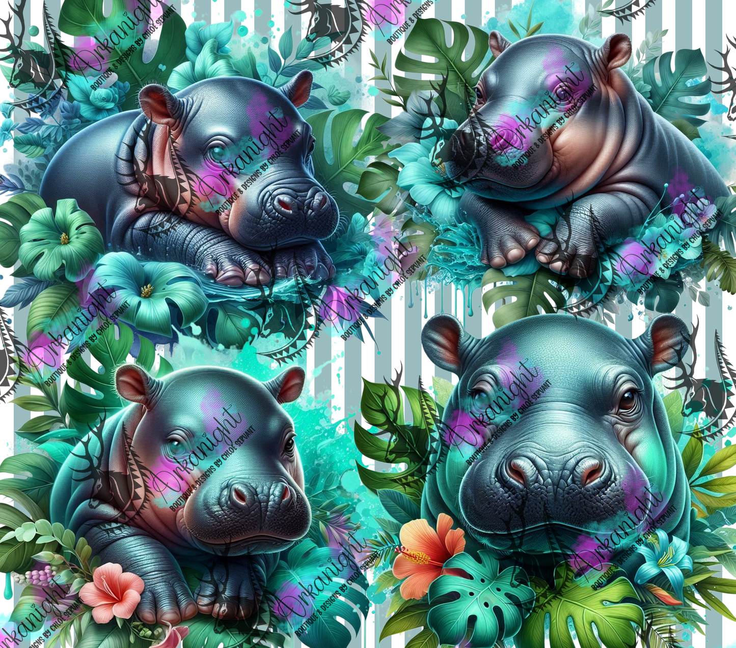 Numérique - Collection Monstera & Animals 2025 - Baby Hippo
