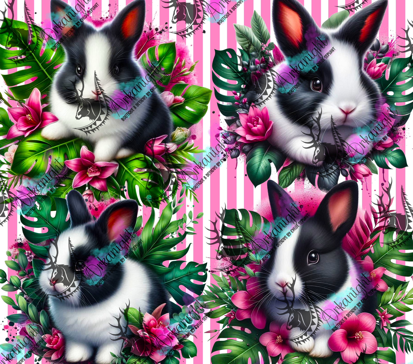 Numérique - Collection Monstera & Animals 2025 - White & Black Baby Rabbit