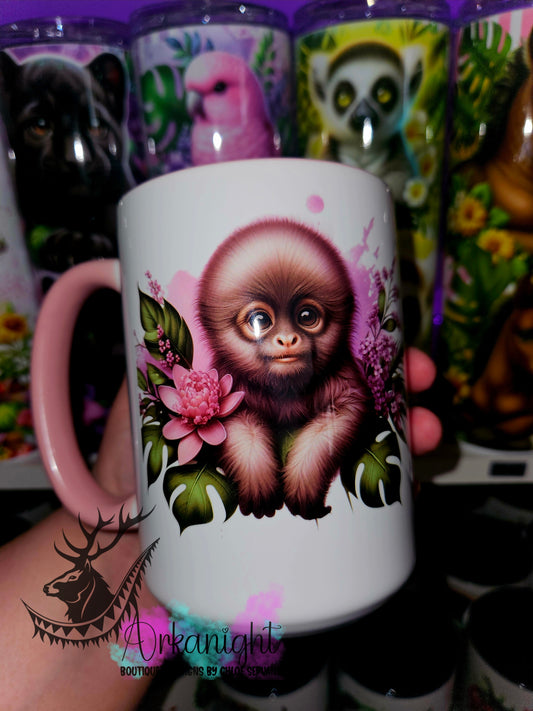 Tasse en céramique sur commande - Monstera & Animals - Spider Monkey