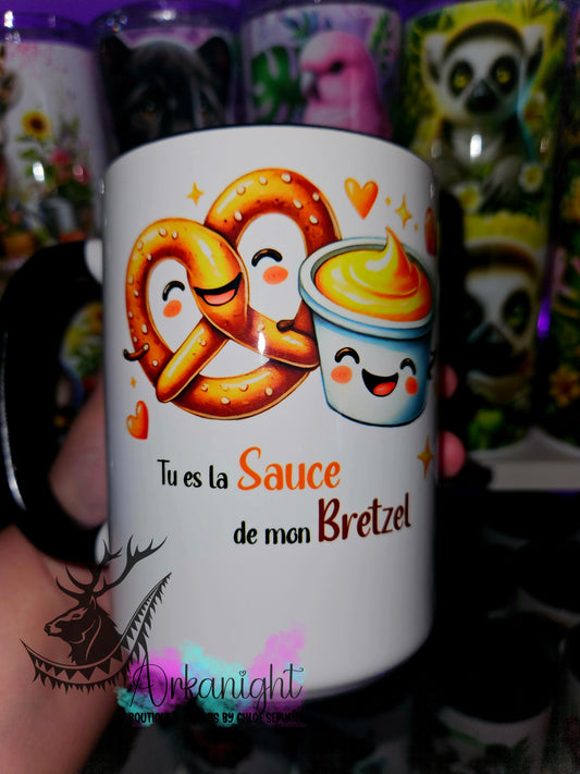 Tasse en céramique sur commande - Tu es la sauce de mon Bretzel