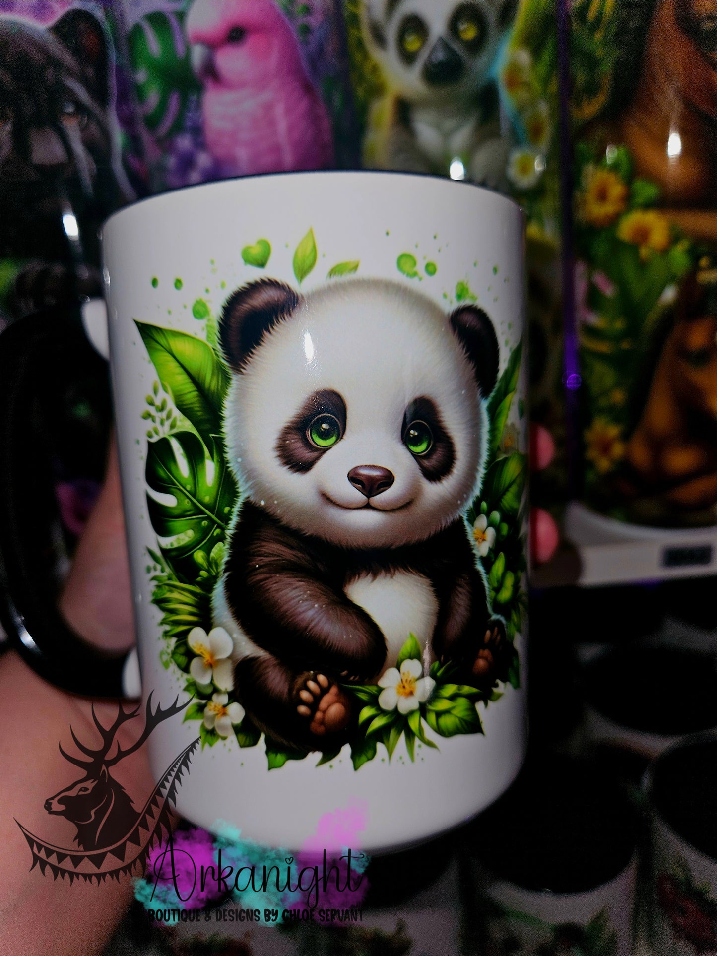 Tasse en céramique sur commande - Monstera & Animals - Bébé Panda