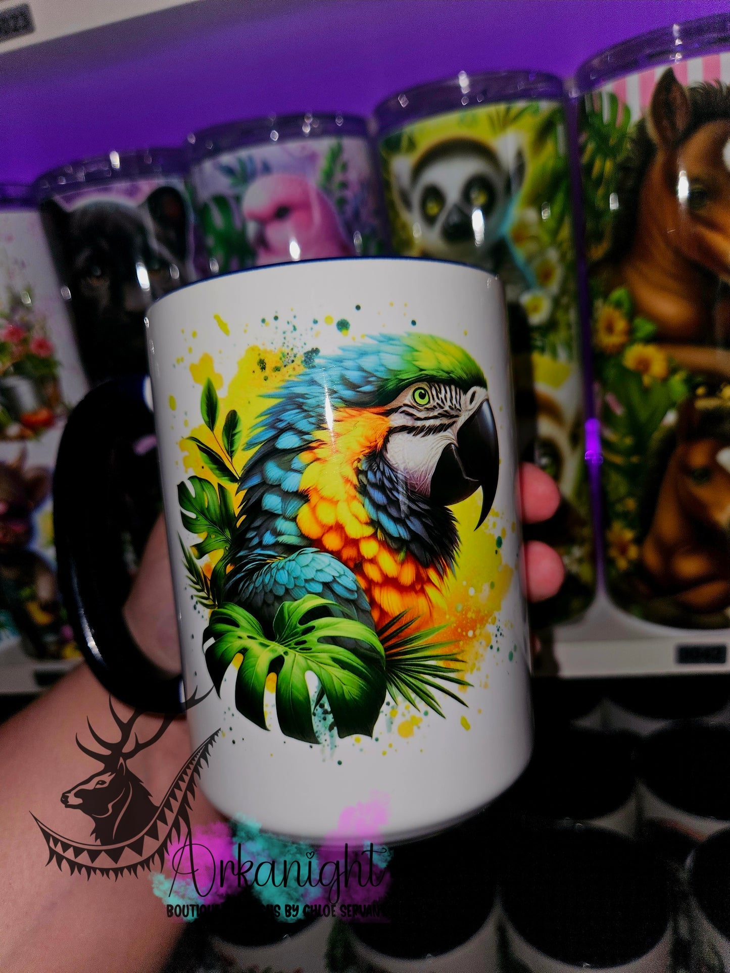 Tasse en céramique sur commande - Monstera & Animals - Ara