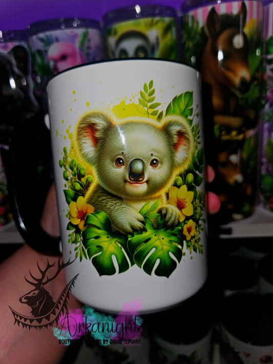 Tasse en céramique sur commande - Monstera & Animals - Bébé Koala