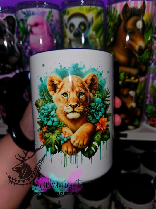 Tasse en céramique sur commande - Monstera & Animals - Bébé Lion