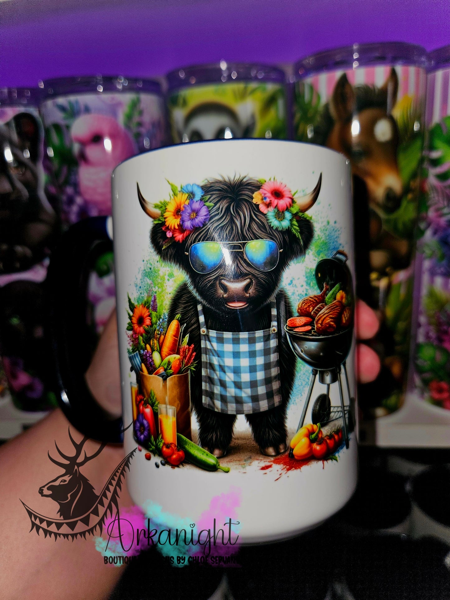 Tasse en céramique sur commande - Highland Cow BBQ - 03