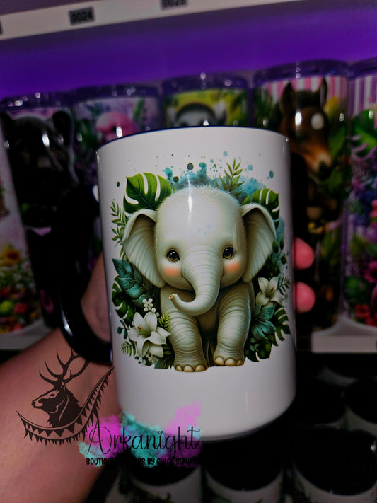 Tasse en céramique sur commande - Monstera & Animals - Bébé Éléphant