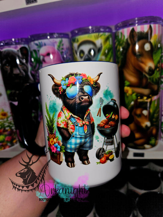 Tasse en céramique sur commande - Highland Cow BBQ - 02