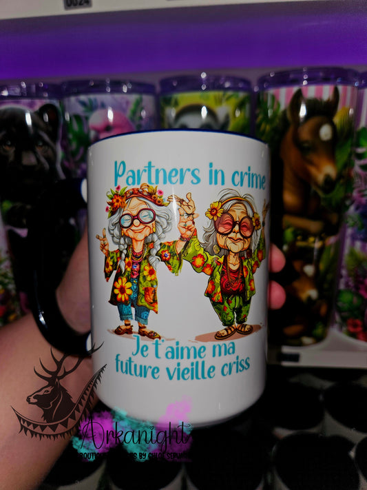 Tasse en céramique sur commande - Partners in crime - Je t'aime ma future vieille criss
