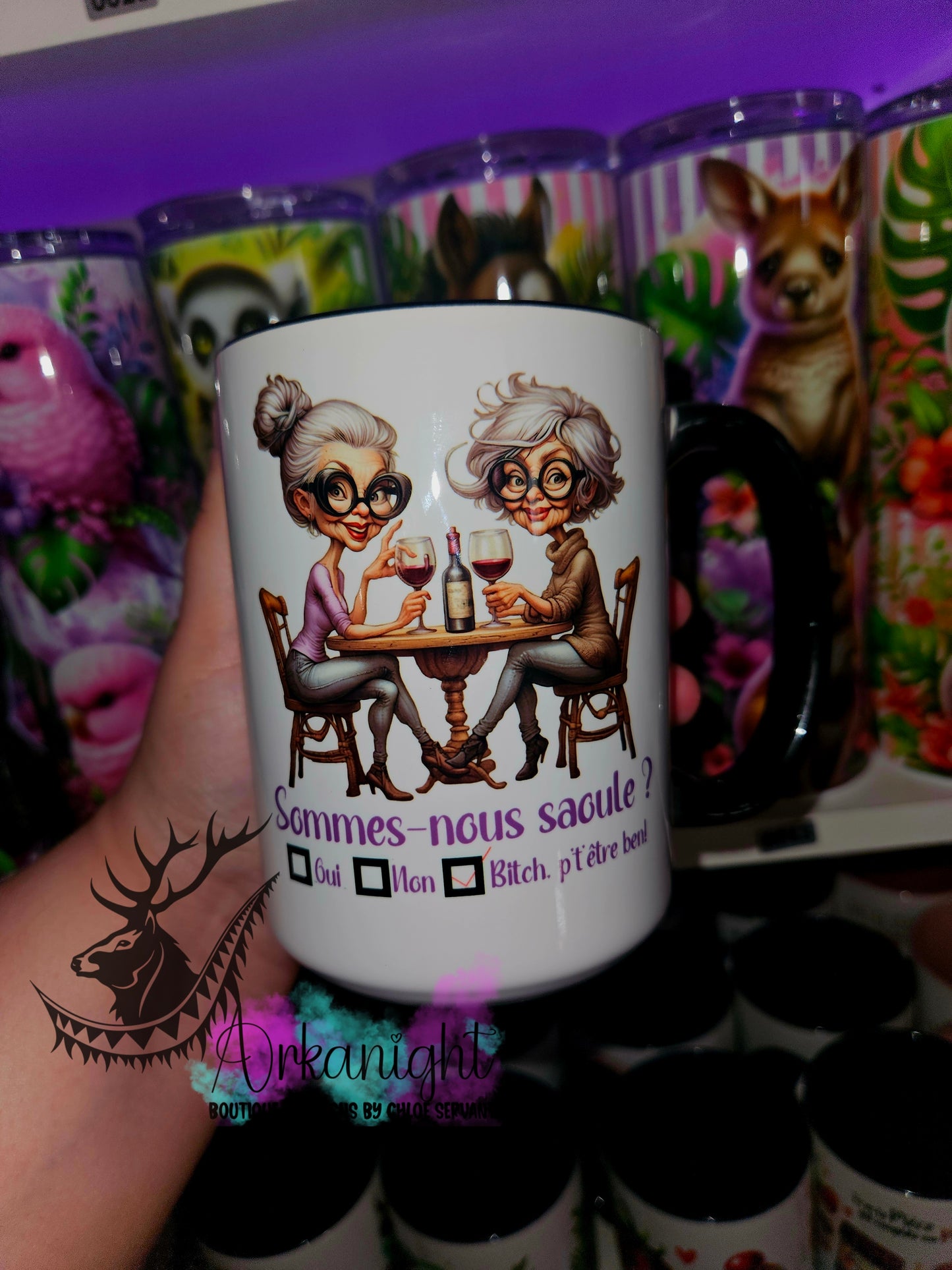 Tasse en céramique sur commande - Sommes-nous Saoules ? Bitch ! P'têtre bien !