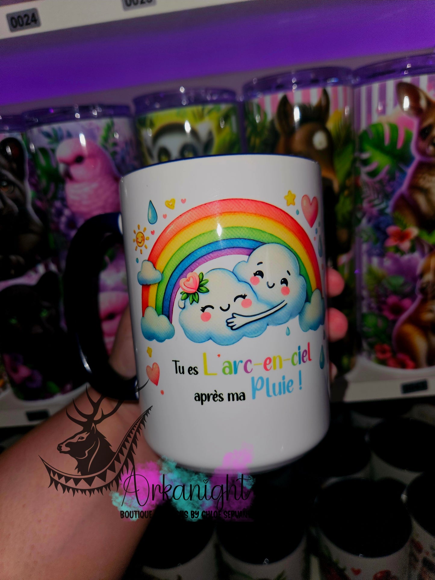 Tasse en céramique sur commande - Tu es l'arc-en-ciel après ma pluie