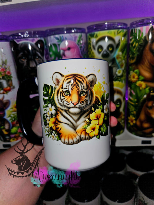 Tasse en céramique sur commande - Monstera & Animals - Bébé Tigre