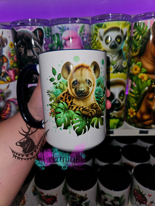 Tasse en céramique sur commande - Monstera & Animals - Bébé Hyène