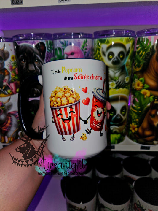 Tasse en céramique sur commande - Popcorn de ma soirée cinéma