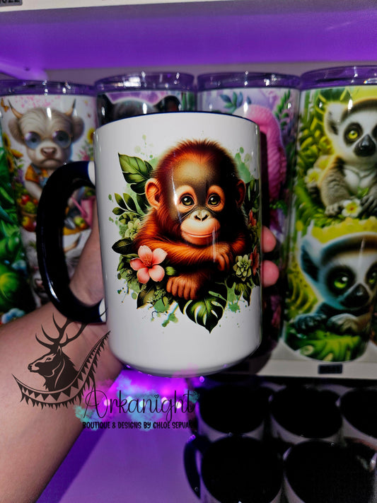 Yasse en céramique sur commande - Monstera & animals - Bébé Ourang-Outang